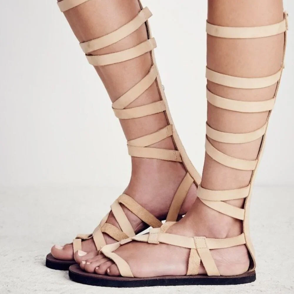 Free People Cynder Gladiator Sandal Vachetta Natural Size 5